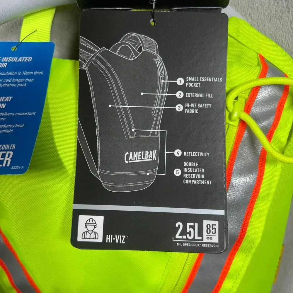 New Camelbak Hi Vis Hydration Pack 2.5L 85oz Mil Spec Crux Reservoir Reflective
